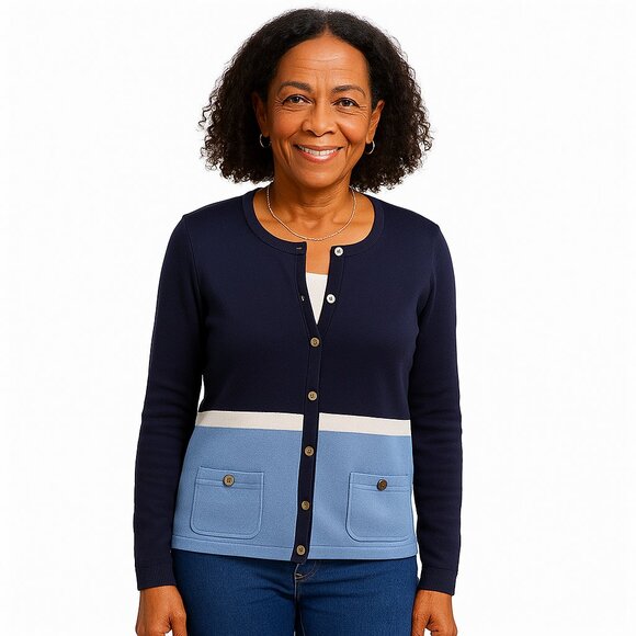 Karen Scott Blue Stripe Sweater PXL - Picture 1 of 4